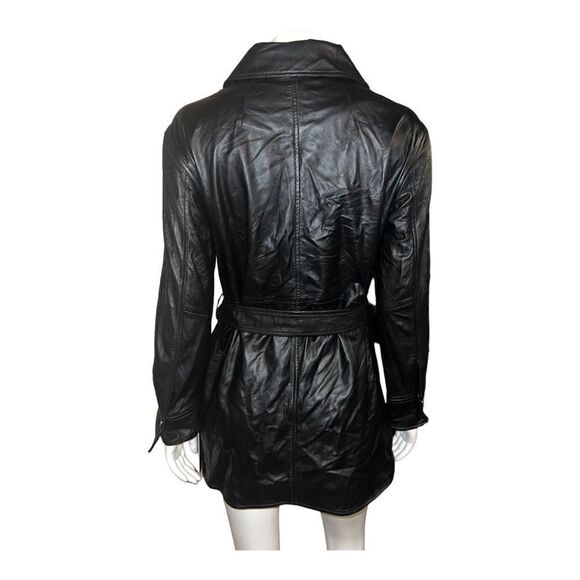 Tahari Women's Liv Belted Leather Shirt Jacket Black Petite Large NWT - Picture 3 of 9